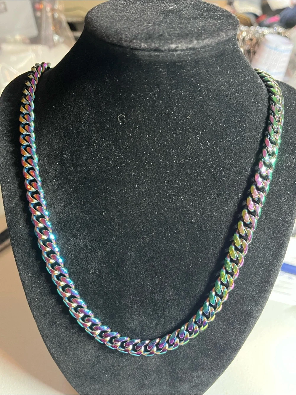 24”, 79 Grams, Stainless Steel,Iridescent Rainbow Chain Necklace - unisex